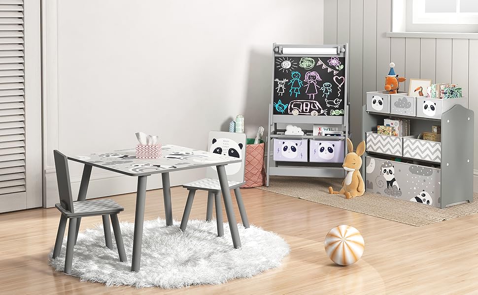 Дитяча мольберт AIYAPLAY 3 в 1 з рулоном паперу, дошка для малювання, whiteboard, кошики для зберігання, сірий