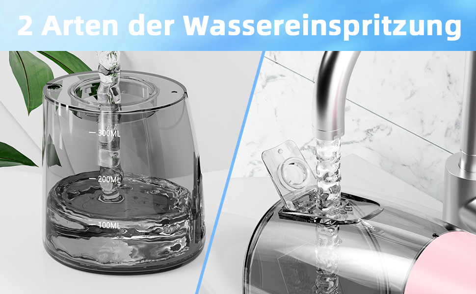 Електрична ірigator для порожнини рота Munddusche з 5 режимами, 300 мл, 6 насадок, рожевий