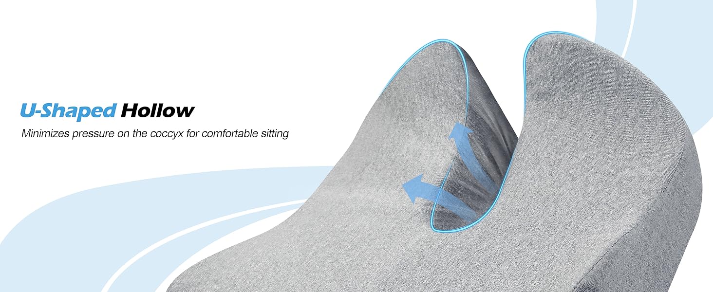Подушка для офісного крісла Lofty Aim з Memory Foam: ергономічна, для куприка, при болях у спині, для офісу, авто, літака, інвалідного візка - Чорний та світло-сірий