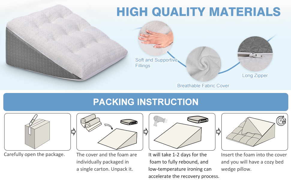 Подушка для ніг Havargo з піною з пам'яті, для підтримки ніг, знімний чохол, двошарова подушка для ніг, подушка-клинок