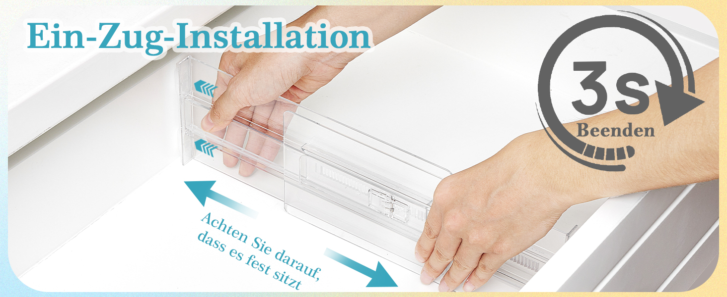 Організатори для шухляд Vtopmart (8 шт.) - регульовані, прозорі, 25.6-41.6 см