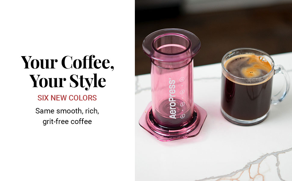 AeroPress Clear: Кавовий прес для приготування еспресо та фільтр-кави, рожевий (Стандартний) - портативний для подорожей та кемпінгу