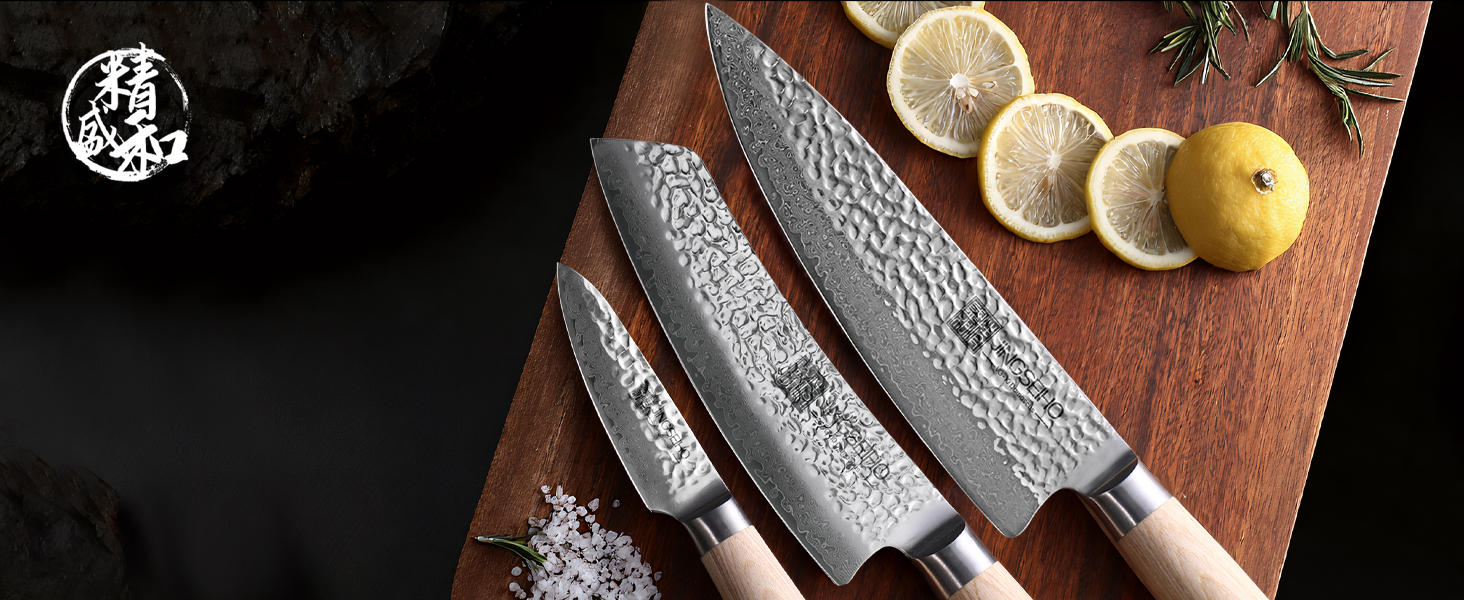 Японський ніж Сантоку 18 см з VG-10 сталі Дамаск (67 шарів), професійний кухонний ніж, ідеальний для дому та як подарунок