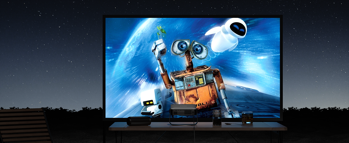 Портативний проєктор Mini Beamer 1080P Full HD 23000L з автофокусом, корекцією трапеції, WiFi6, Bluetooth та 4K підтримкою. Ідеальний для домашнього кінотеатру та підключення до телефону. 360° обертання, без додаткових додатків.