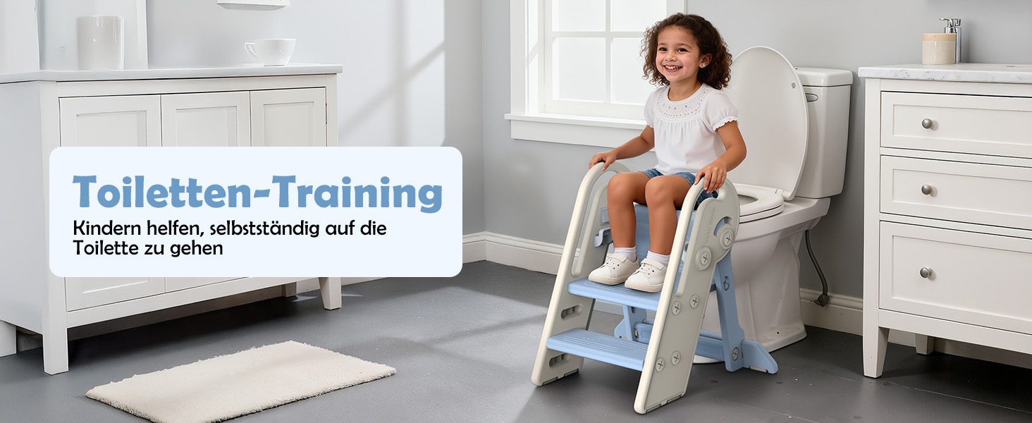 Дитячий підсвічник Onasti Tritthocker: регульована висота, 3 сходинки, з ручками, складний, антиковзний, для кухні, ванної, туалету (сірий, сіро-білий, блакитний)