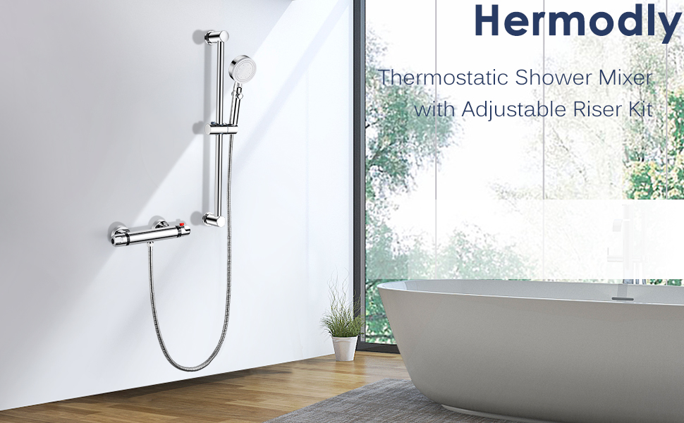 Змішувач для ванни з термостатом, накладний, хром, латунь, з кнопкою безпеки 38°C, для ванни, душ, термостат, водопровідний кран