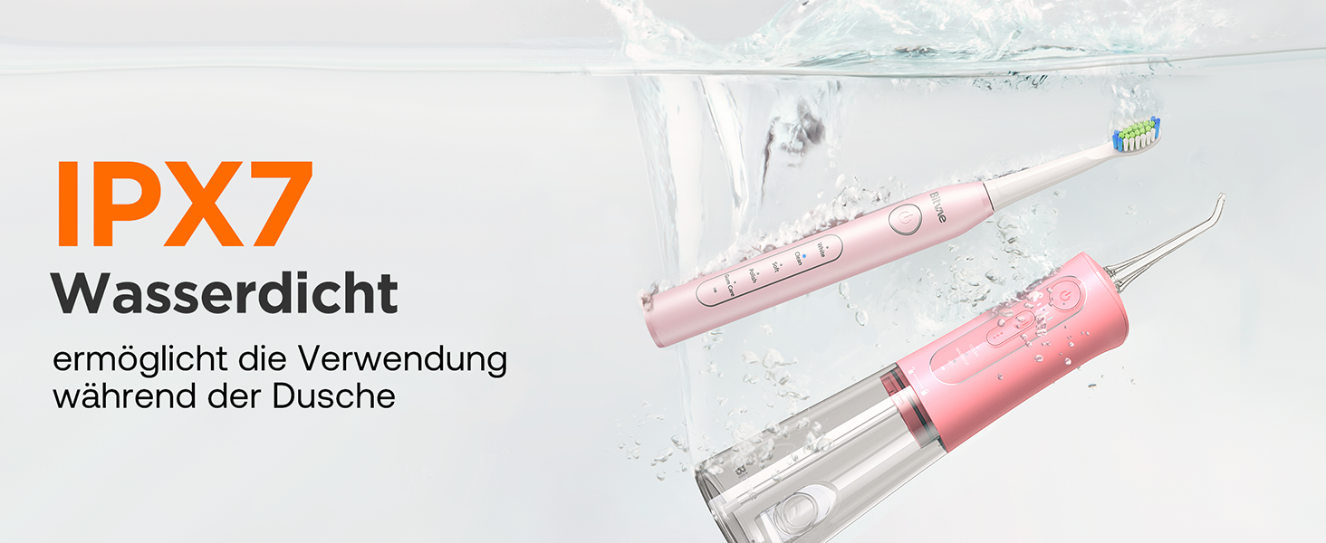 Іригатор для порожнини рота Bitvae та електрична зубна щітка 5 в 1, 3 режими & 5 рівнів тиску, бездротовий, з 4 насадками для щітки та 4 насадками для іригатора, чорний