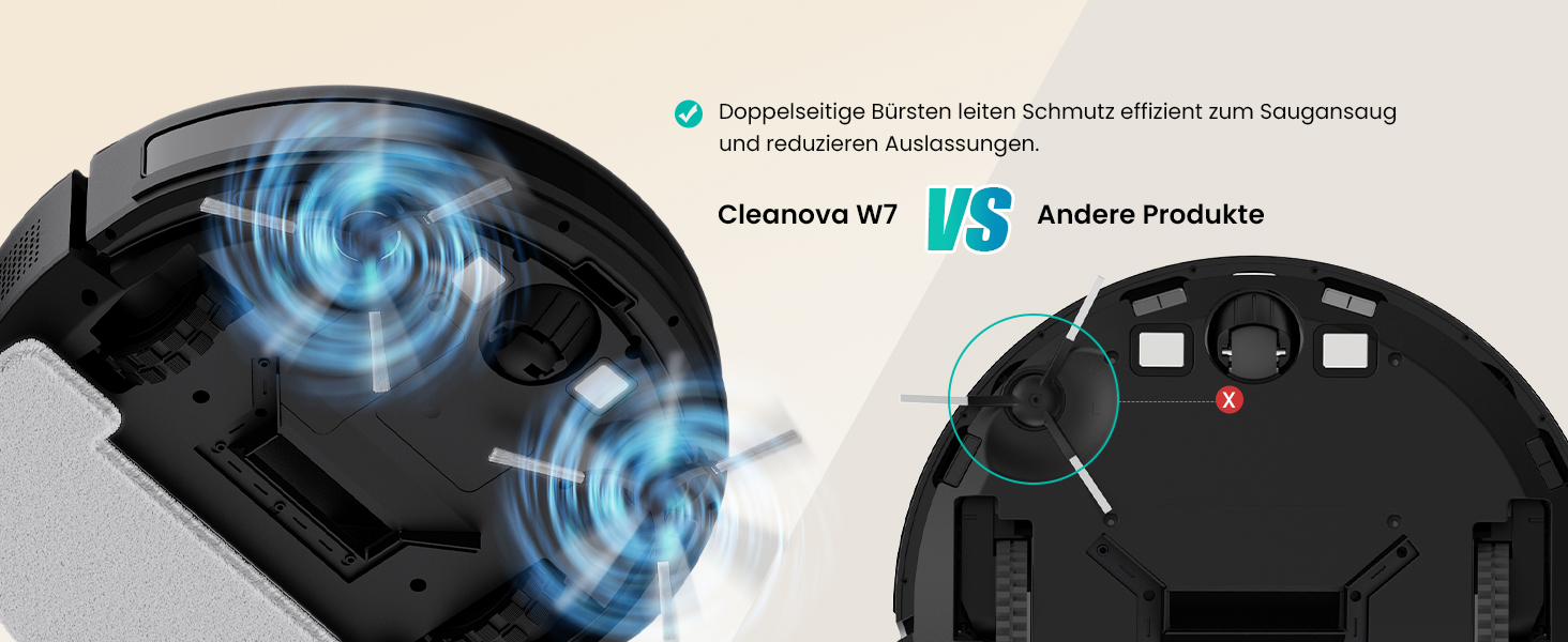 Робот-пилосос Vexilar W7 3-в-1 з функцією миття, антизаплутувальна насадка, потужність 4000Pa, час роботи до 120 хв, керування через додаток/пульт, ідеальний для шерсті тварин, килимів та твердих підлог