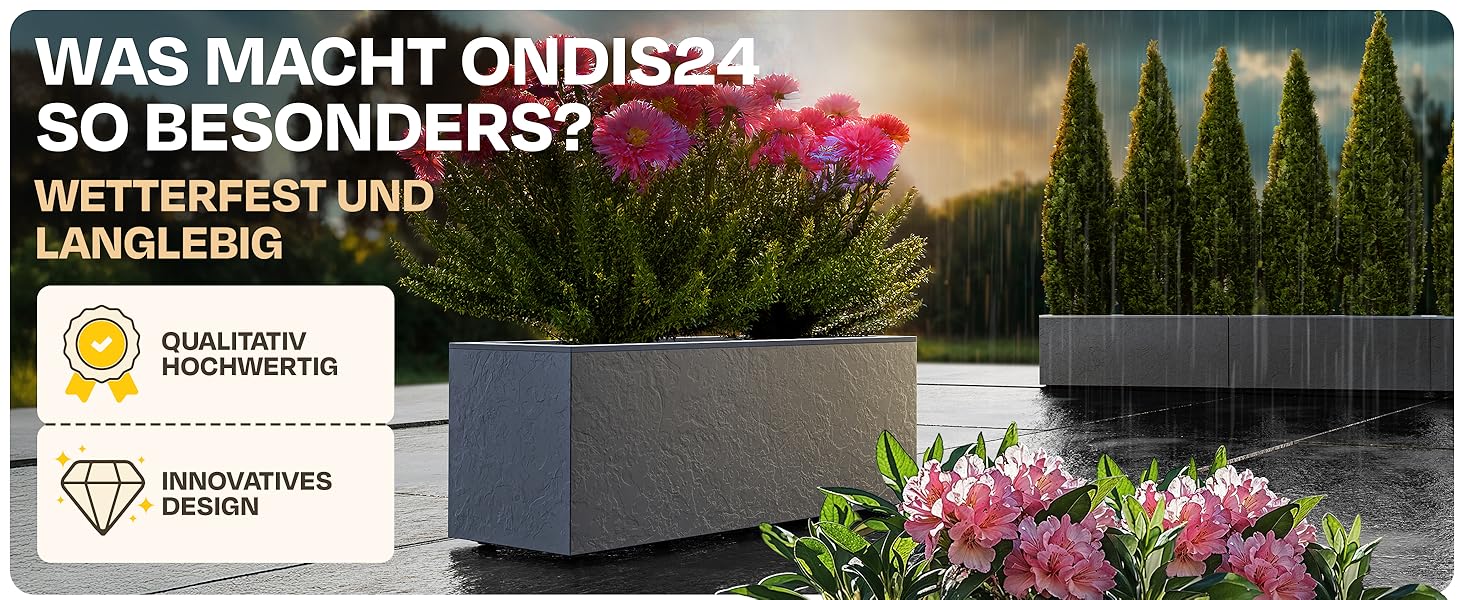 Плантатор Ondis24 Vulkan, 57л, прямокутний, з водосховищем, для балкона/тераси, антрацит