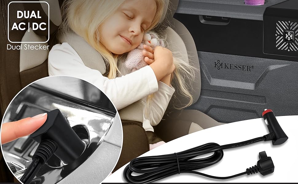 Електрична термохолодильник KESSER® Kompressor на 30 літрів (-20°C) з APP-керуванням, USB, 12/24/230V, телескопічною штангою, акумуляторами, колесами для авто, вантажівки, човна