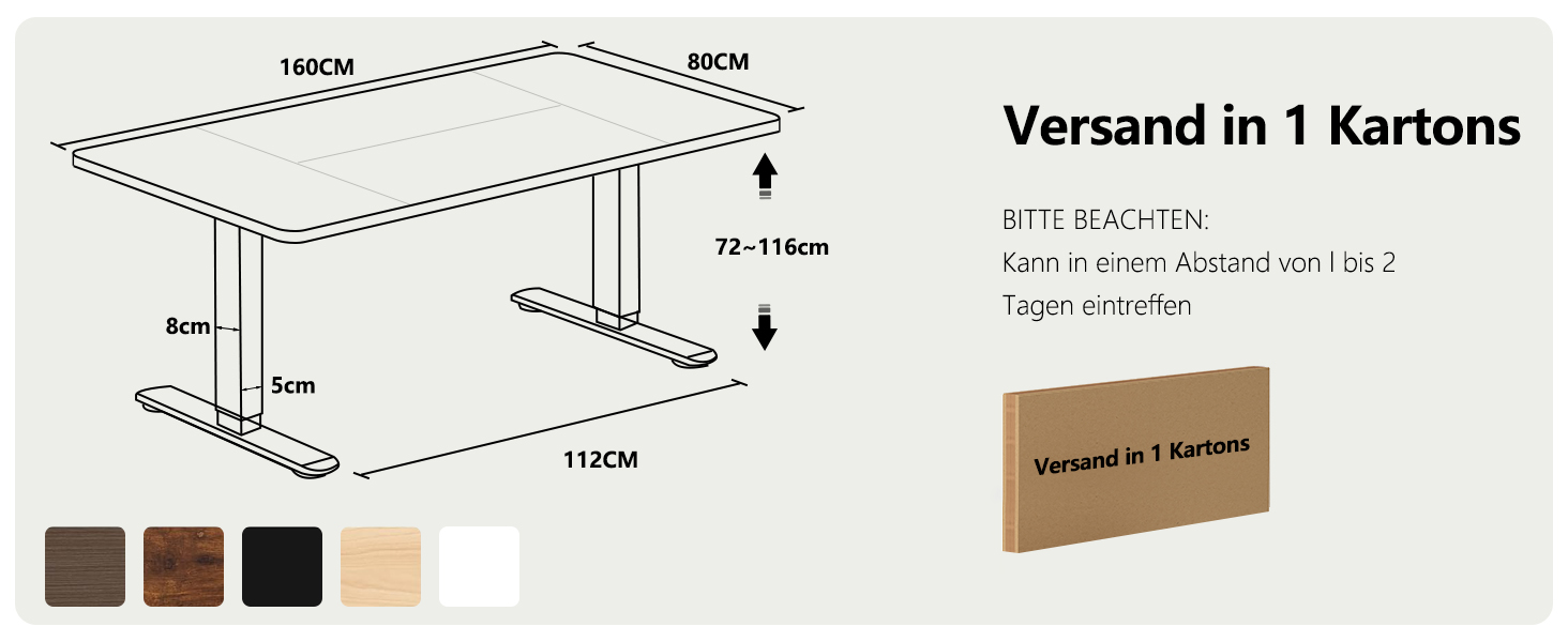Регульований стіл Flamaker 160x80 см: електричний, з пам'яттю, для офісу, комп'ютерний, з кабелеуправлінням, коричневий вінтаж