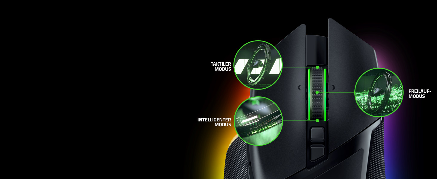 Бездротова ігрова миша Razer Basilisk V3 Pro з оптичним сенсором Focus Pro 30K, колесом HyperScroll та RGB-підсвіткою Chroma, чорна