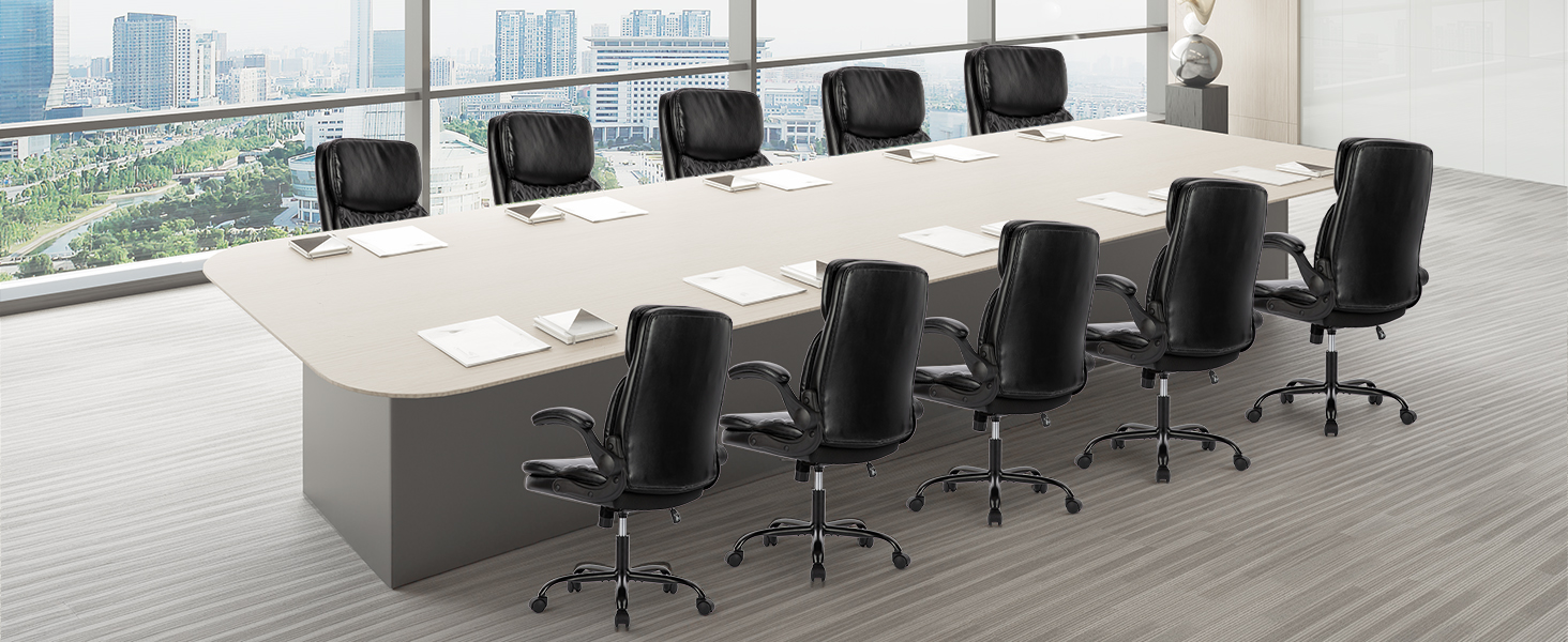 Офісний крісло Colamy: ергономічний, з високою спинкою, регульовані підлокітники, шкіряне покриття, чорний