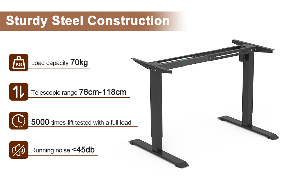 Електричний стоячий стіл Devoko 180x80 см з USB-портом, 3 положення, таймер, блокування, рустикальний/вінтажний колір