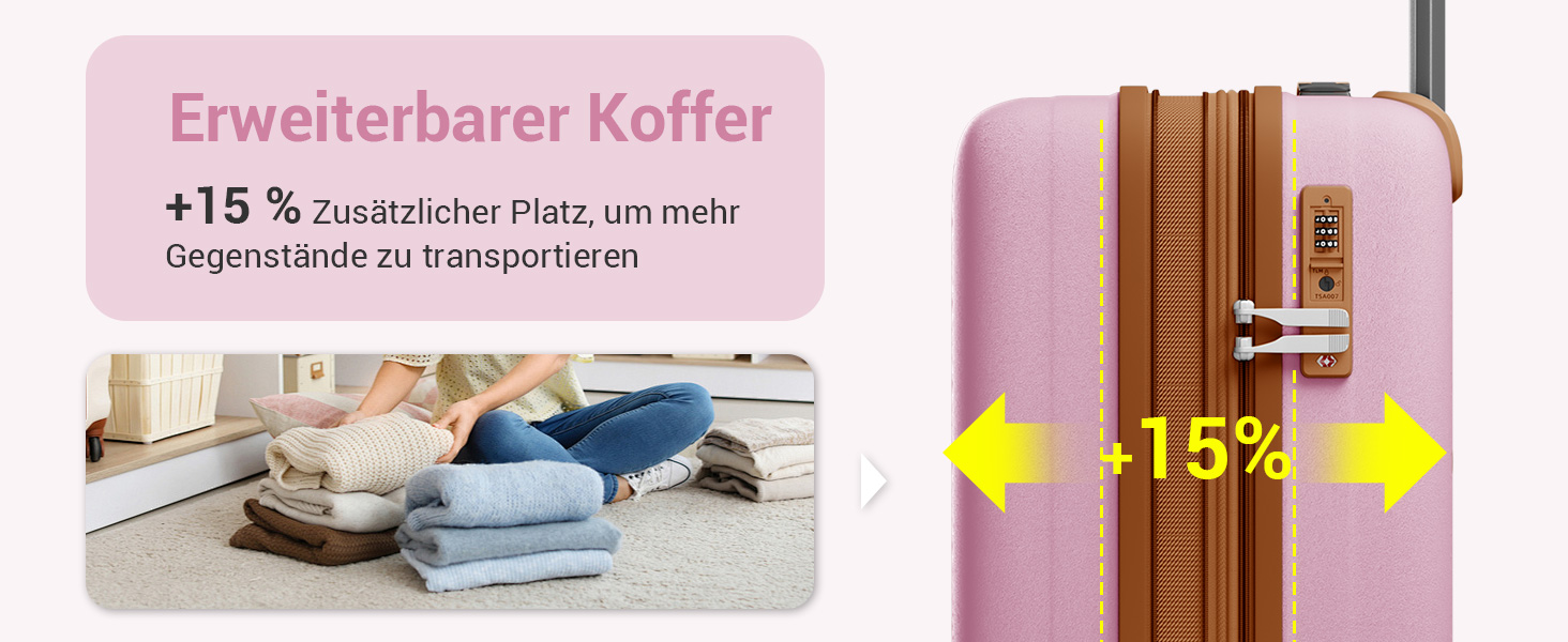 Валіза ручної поклажі KONO з тримачем для напоїв, рожево-коричнева, поліпропілен, розширювана, з TSA замком