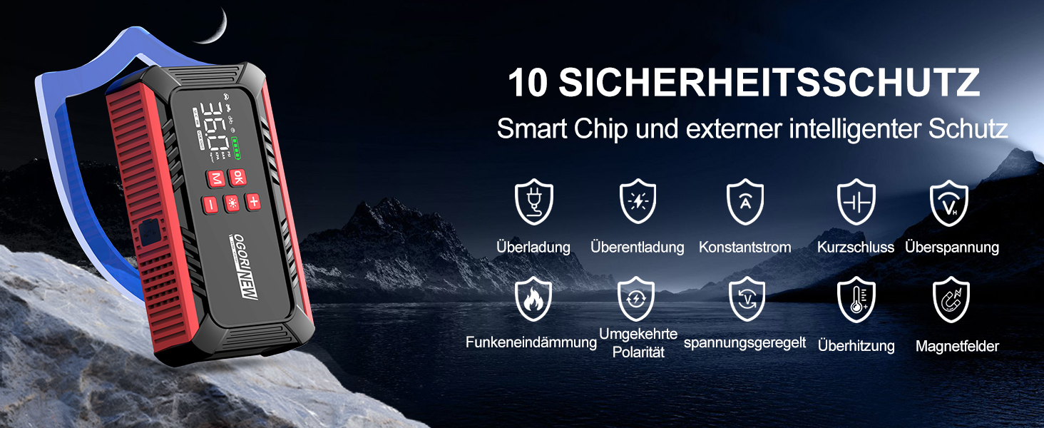 Powerbank для автомобіля з компресором 150 PSI, 7000A, 12V, 8L/10L (бензин/дизель), LED-ліхтарик