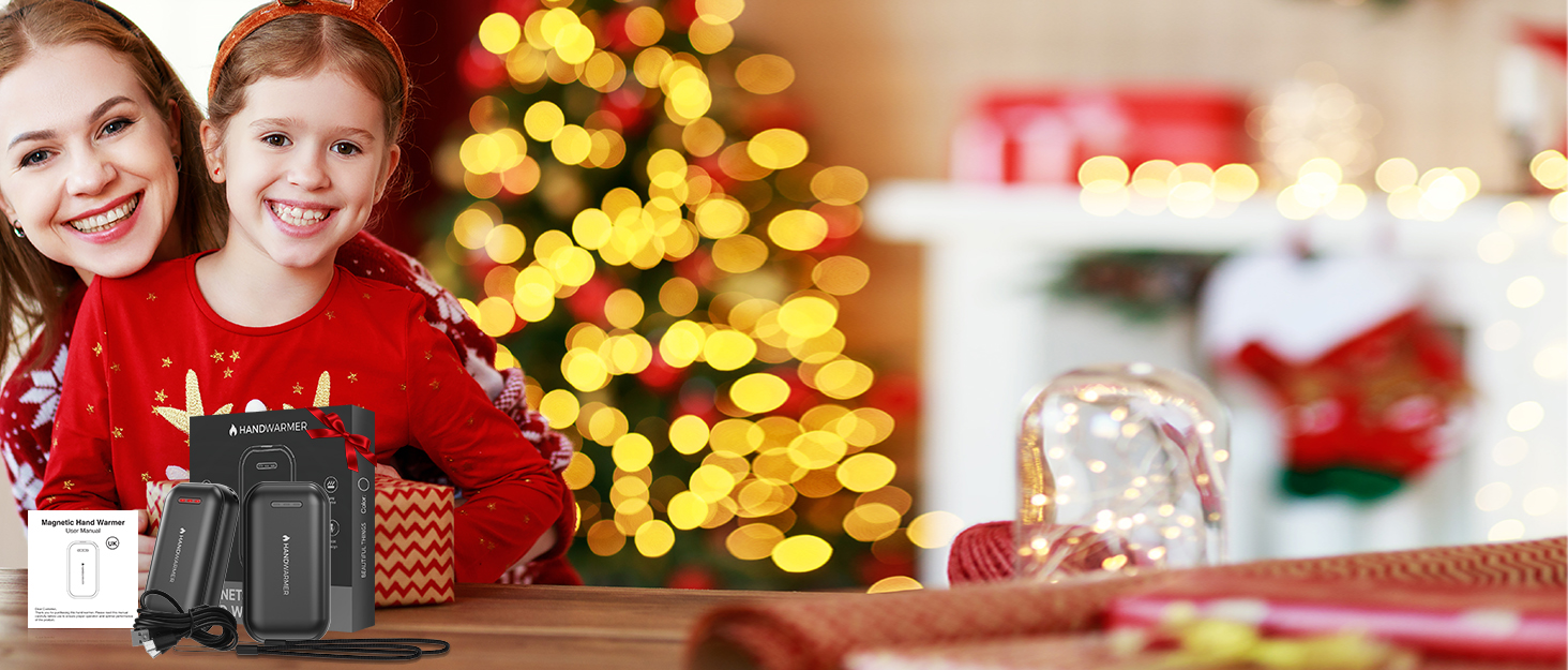 Електричні грілки для рук 2-в-1 з магнітом - 6000 mAh, USB, з брелоком, 3 режими нагріву до 55°C, ультралегкі та тонкі, для кемпінгу