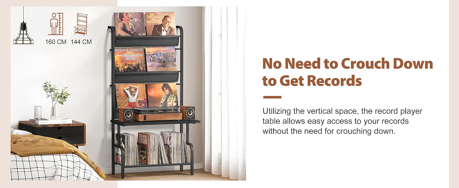 Підставка для програвача та вінілових платівок на 300 альбомів (чорний)
