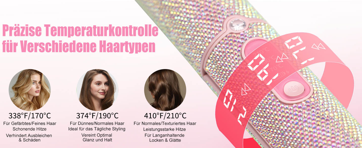 Бездротовий випрямляч для волосся Mini Glätteisen Titan з акумулятором 5000mAh, рожевий: 2-в-1 для випрямлення та завивки, портативний міні-випрямляч для подорожей з швидким нагрівом до 210°C