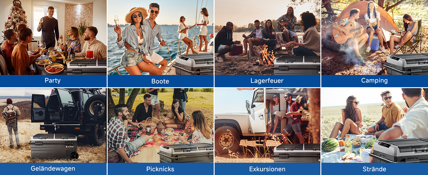 Автомобільний компресорний холодильник AAOBOSI 45л з Wi-Fi, USB-зарядкою, LED-підсвіткою 12/24V/220V для авто, кемпінгу, подорожей