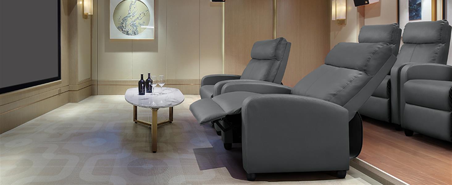 Крісло-релакс Yaheetech з регульованим нахилом, чорне, для вітальні, спальні, домашнього кінотеатру, штучна шкіра