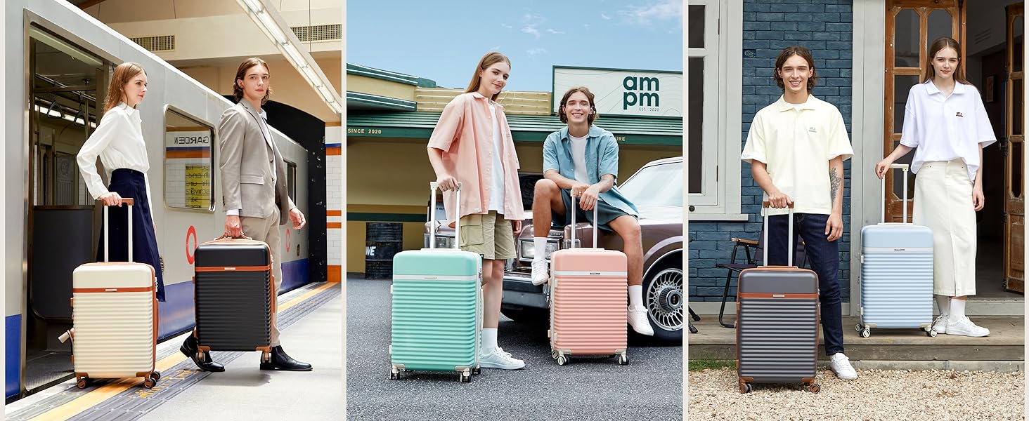 Набір валіз Joyway 5шт з ABS пластику, розширюваний, з TSA-замком, 4 колеса, сірий. Включає: валізу, велику сумку, косметичку.