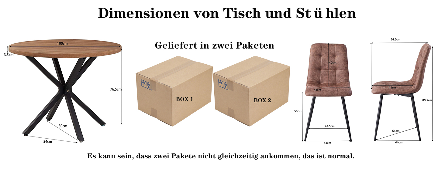 Комплект їдальні 5-ти частинний: круглий стіл 100 см та 4 стільці (голландський фліс). Підходить для кухні, вітальні, балкону, ресторану, офісу. Темне дерево + світло-коричневий колір.