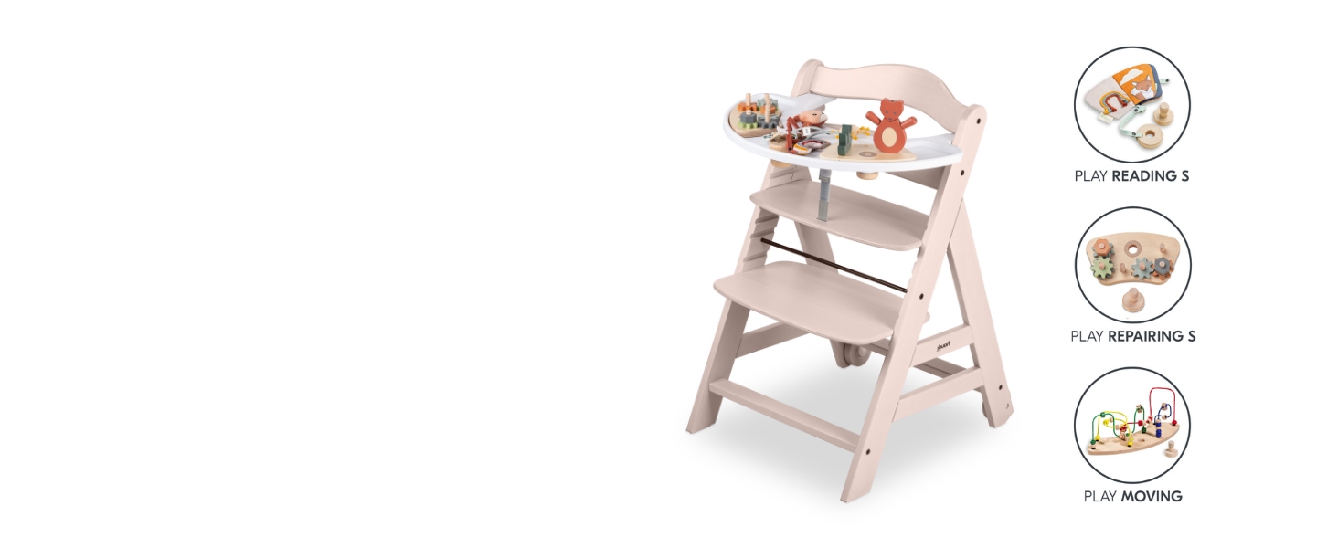 Високий стільчик для годування Hauck Beta+ Newborn Set Premium Dark Grey - комплект для новонароджених, з функцією гойдалки, подушкою та підносом. Колір: сірий, білий.