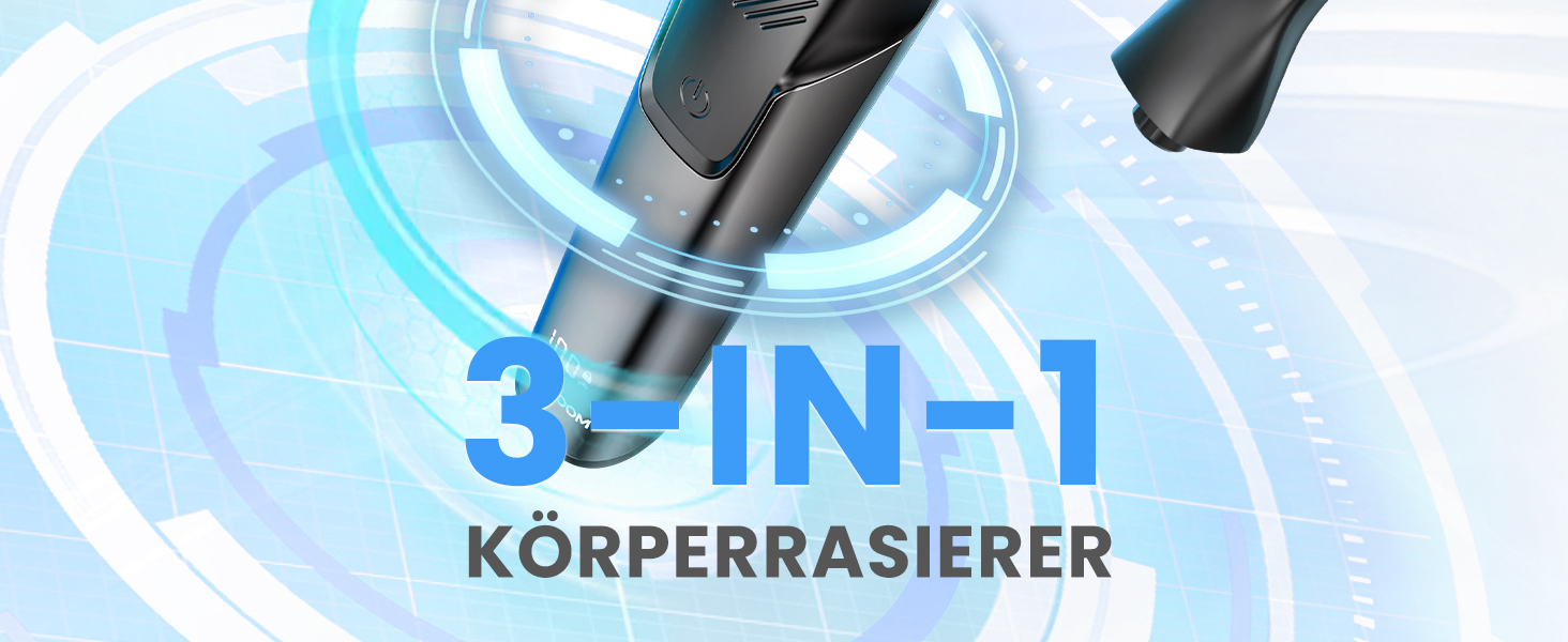 Електричний тример для тіла MAXGROOM 3-в-1, водонепроникний (IPX6), для сухого та вологого гоління, інтимний тример для чоловіків, чорний