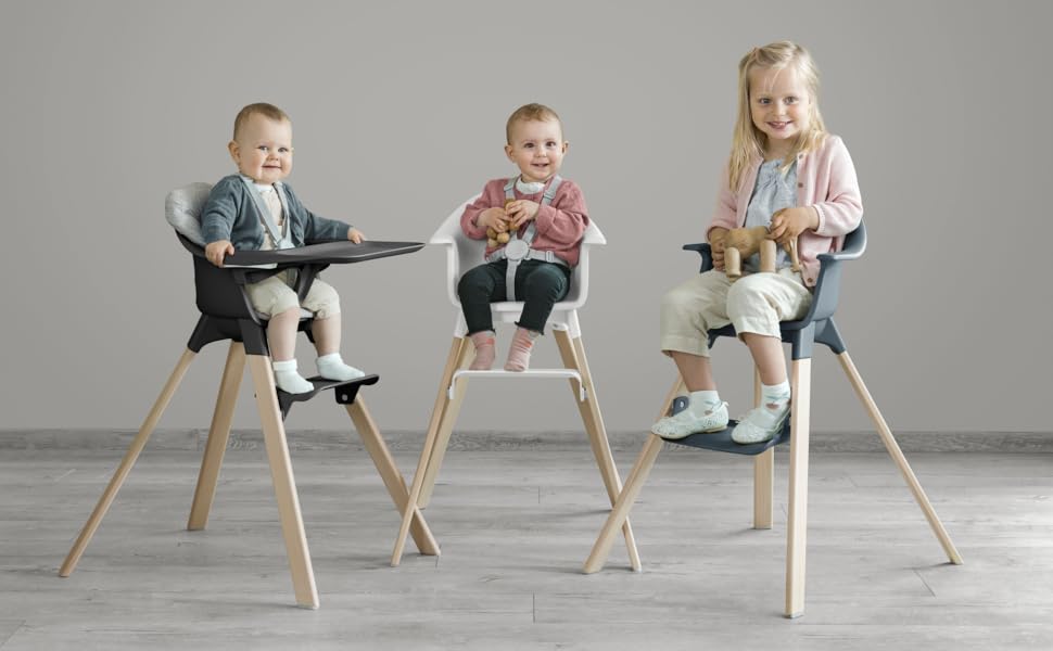 Дитячий стільчик Stokke Clikk, Чорний Midnight – Комплект з підносом та ременем безпеки, ергономічний, регульований, для дітей 6-36 місяців (до 15 кг)
