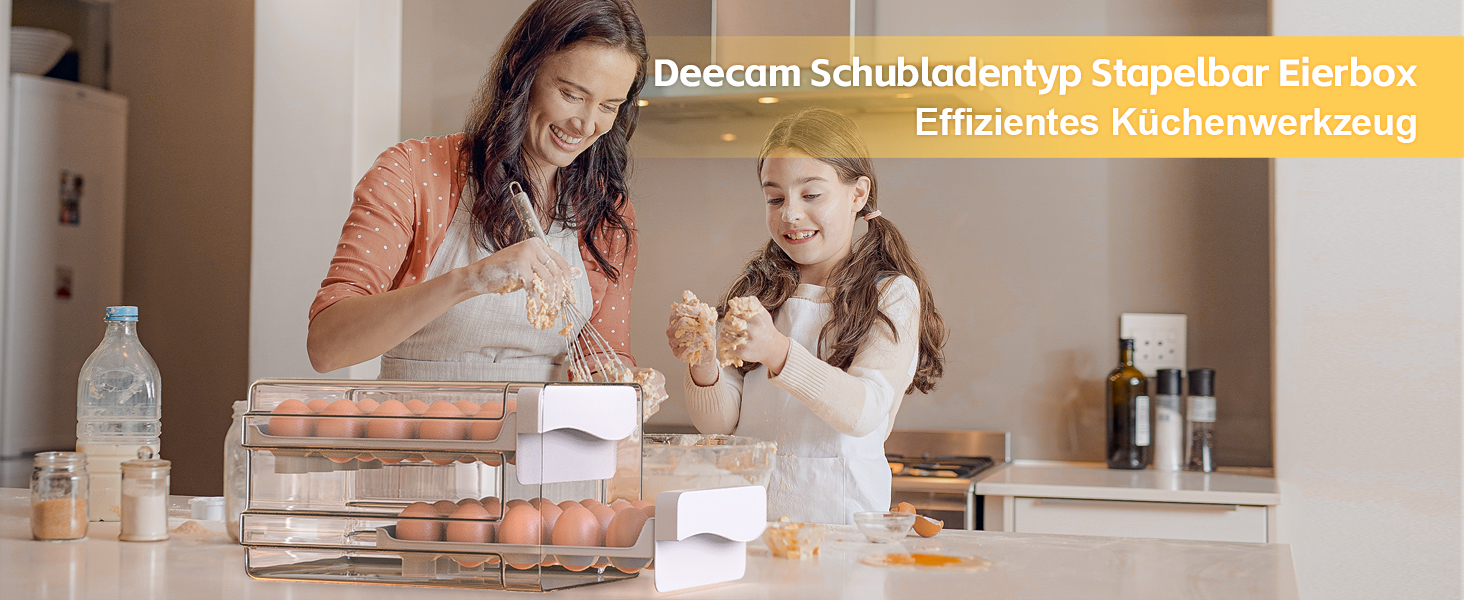 Контейнер для яєць Deecam на 40 яєць, органайзер для холодильника, прозорий, білий