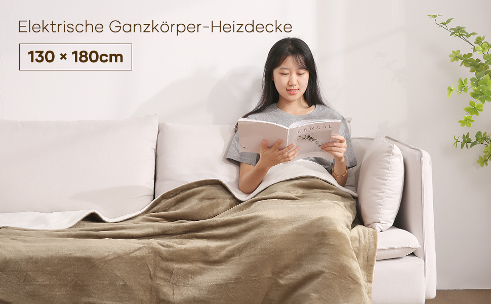 Електричний ковдрик-плед з 4 рівнями нагріву та автовимкнення через 6 годин, 130x180 см, м'який фланель, для зігрівання тіла, машинне прання