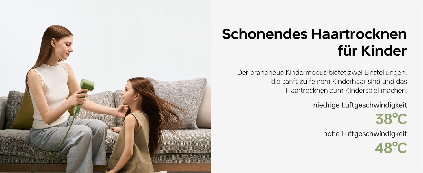 Компактний фен для волосся Laifen Mini з безщітковим двигуном (110 000 об/хв) та іонізацією, швидке сушіння, низький рівень шуму, колір зелений