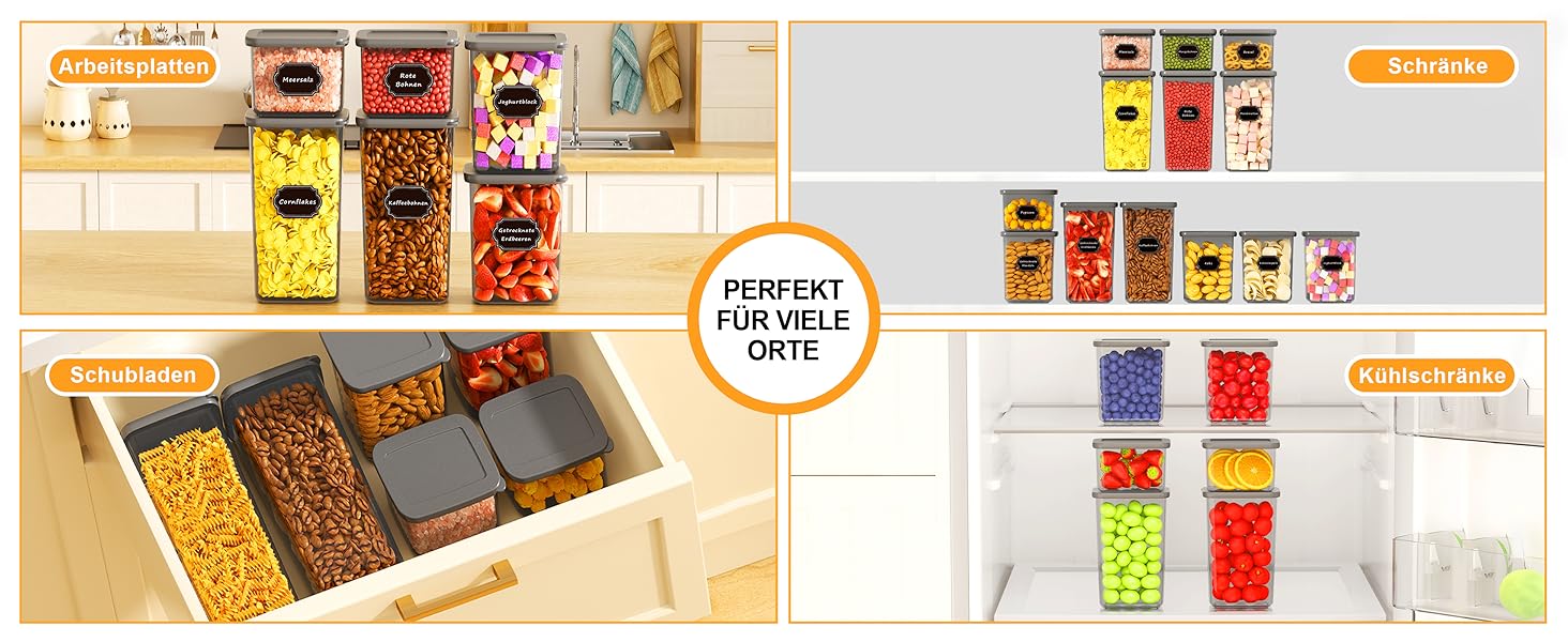 Герметичні контейнери для зберігання продуктів з кришкою, набір 6 шт, сірий (1,8 л)