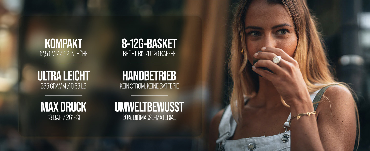 WACACO Minipresso GR2 - портативна кавомашина для кемпінгу (сіро-оливковий)