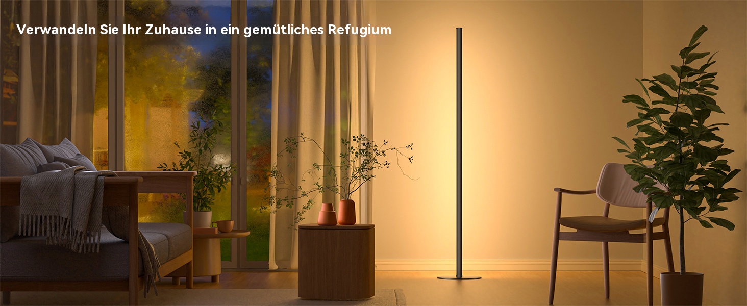 LED торшер для вітальні, білий з пультом ДУ, RGB 16 млн кольорів, синхронізація з музикою, 140 см, кутова лампа для ТБ, спальні, ігрової кімнати