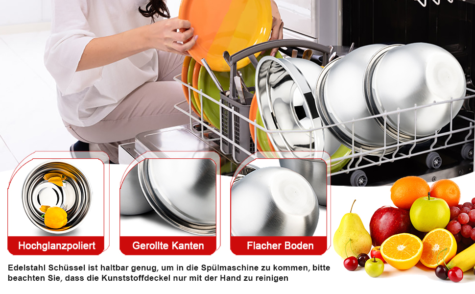 Набір мисок Homikit з нержавіючої сталі: для приготування, випічки та сервірування. 6.5/4.5/2/2.5/1.5/1.2/0.8 л (Червоний, 7)