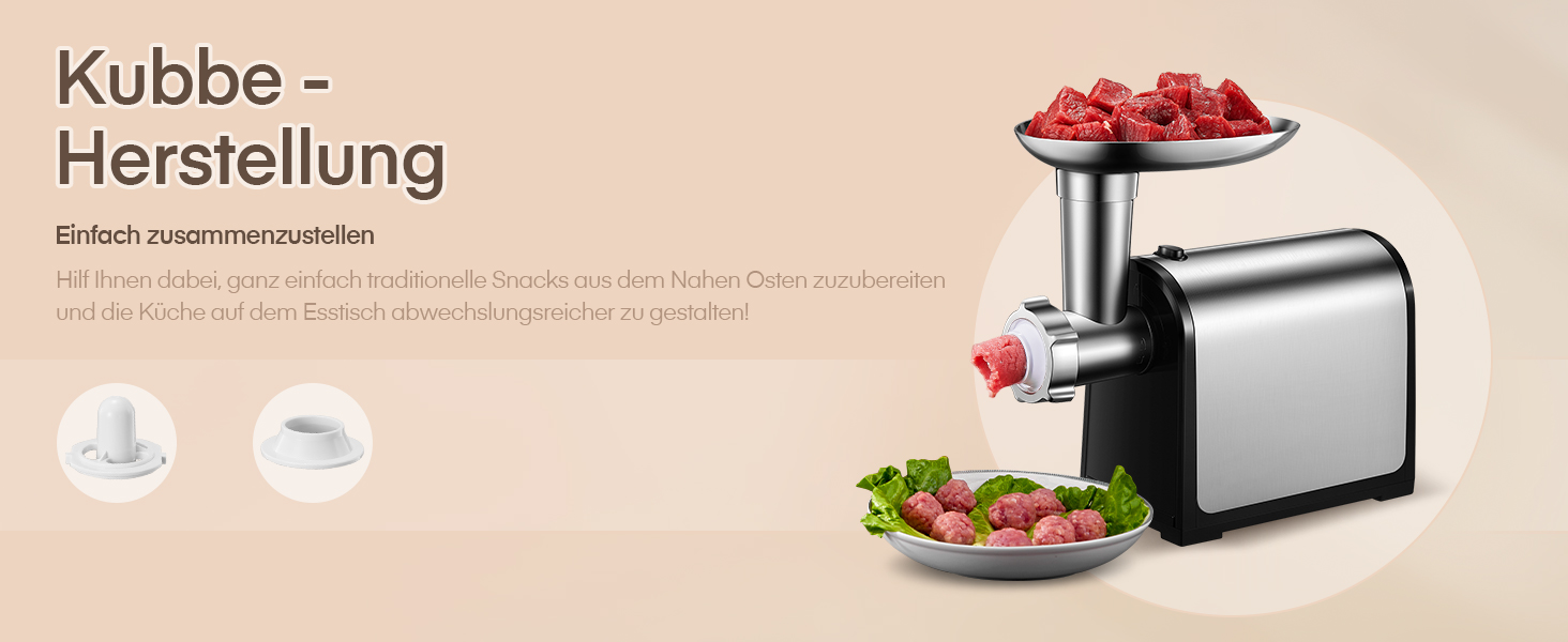 Електрична м'ясоподрібнювач Fleischwolf 3 в 1 з набором для ковбаси та 3-ма лезами з нержавіючої сталі