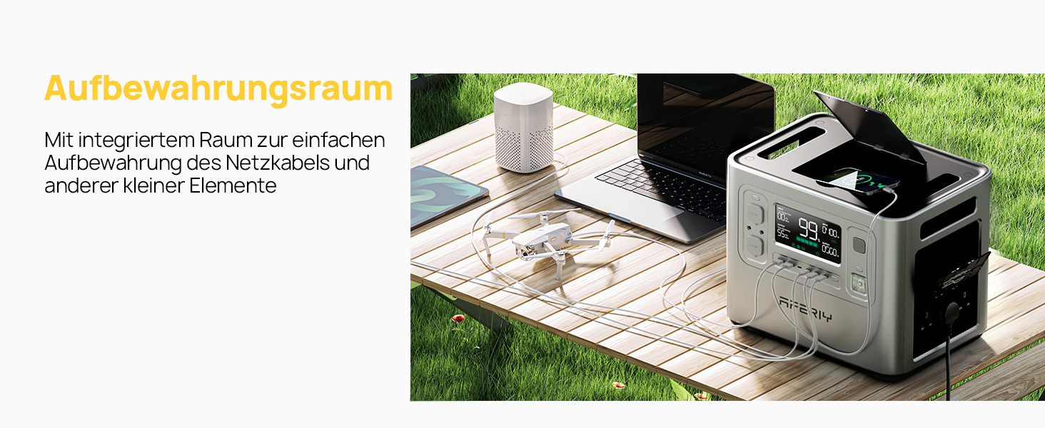 Портативна електростанція AFERIY 3840Wh з LiFePO4 акумулятором, USV, 3 виходи 3x230V AC (7200W пікова потужність), 2200W швидка зарядка, для кемпінгу та подорожей