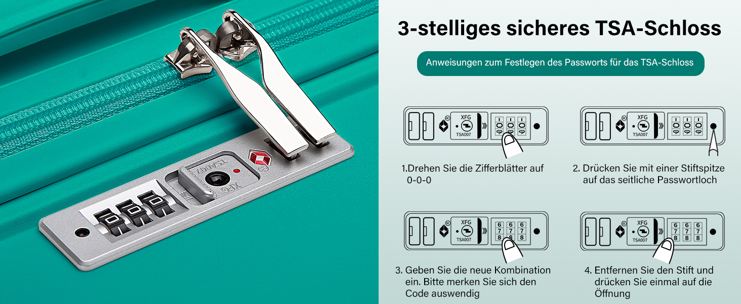 KONO Чемодан середнього розміру 65см з поліпропілену з TSA замком, 65x46x26.5см (Зелений)