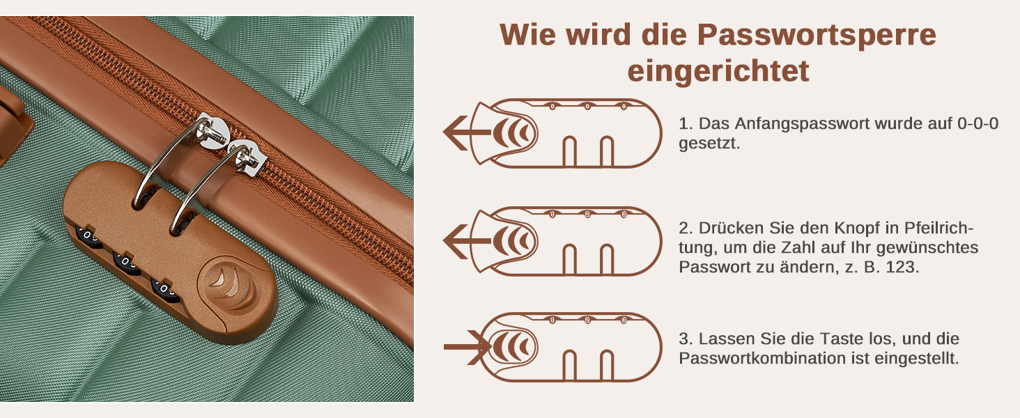 Чемодан KONO середнього розміру 66см з ABS+PC, з подвійними колесами та кодовим замком (Темно-зелений/Коричневий)