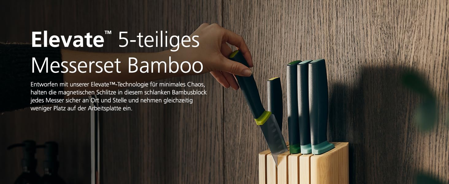Набір ножів Joseph Joseph Elevate 5 предметів з бамбуковим підставкою