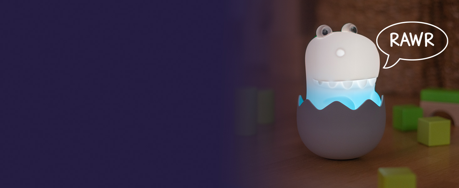 Дитячий LED нічник MegaLight Diggy Dino: RGB-підсвітка, регулювання яскравості, сенсорне керування та звукові ефекти, USB-зарядка