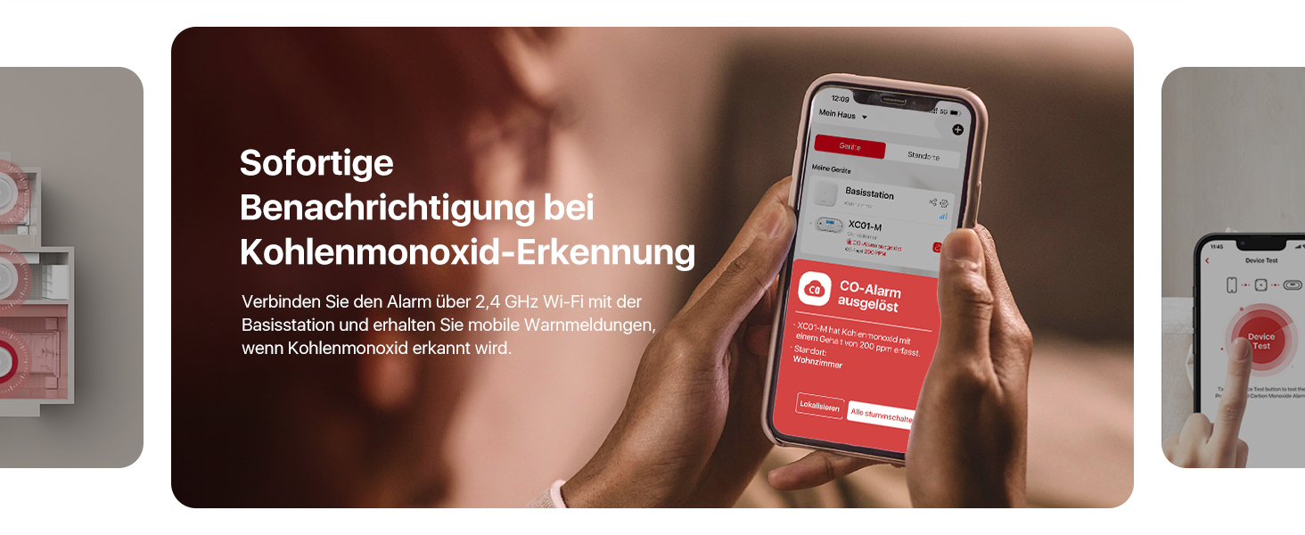 Виявлювач CO X-Sense з LCD-дисплеєм, SBS50, XC01-M (1 шт.) - для дому, з пам'яттю, з базою