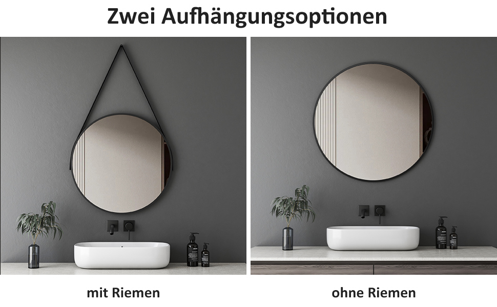 Дзеркало Boromal Spiegel Schwarz 100x60 см прямокутне з металевим каркасом. Чорний настінний дзеркало для ванної кімнати, туалетного приміщення, спальні.