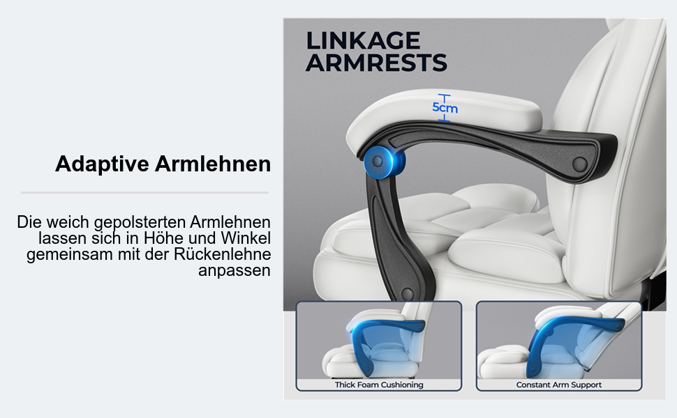 Ергономічне крісло Yaheetech для офісу, для начальника з підставкою для ніг, регульовані підлокітники, комп'ютерне крісло з високою спинкою, біле