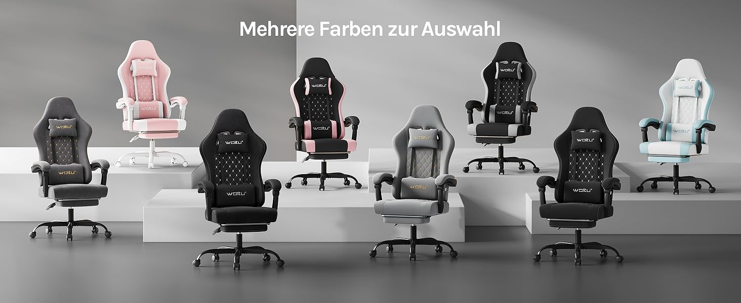 Крісло ігрове WOLTU з масажем, комп'ютерне ергономічне, з пружинним блоком, піддержка попереку, подушка для голови, підніжка, поворотне, 150 кг, сірий+жовтий