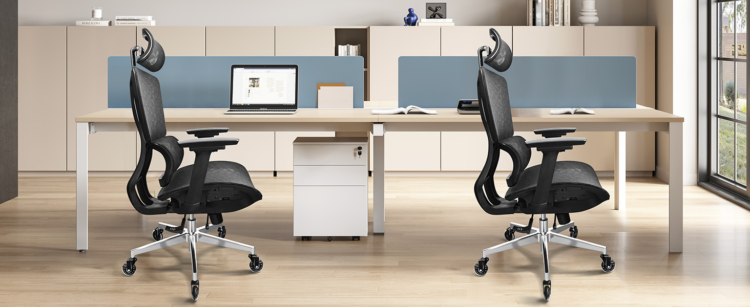 Ергономічне крісло для офісу, 4D підлокітники, регульована глибина сидіння, 4-рівневий нахил, гумові колеса, сітчаста сидіння, висока спинка, для великих людей, Homeoffice & Gaming, чорне ергономічне крісло з сітчастою подушкою сидіння