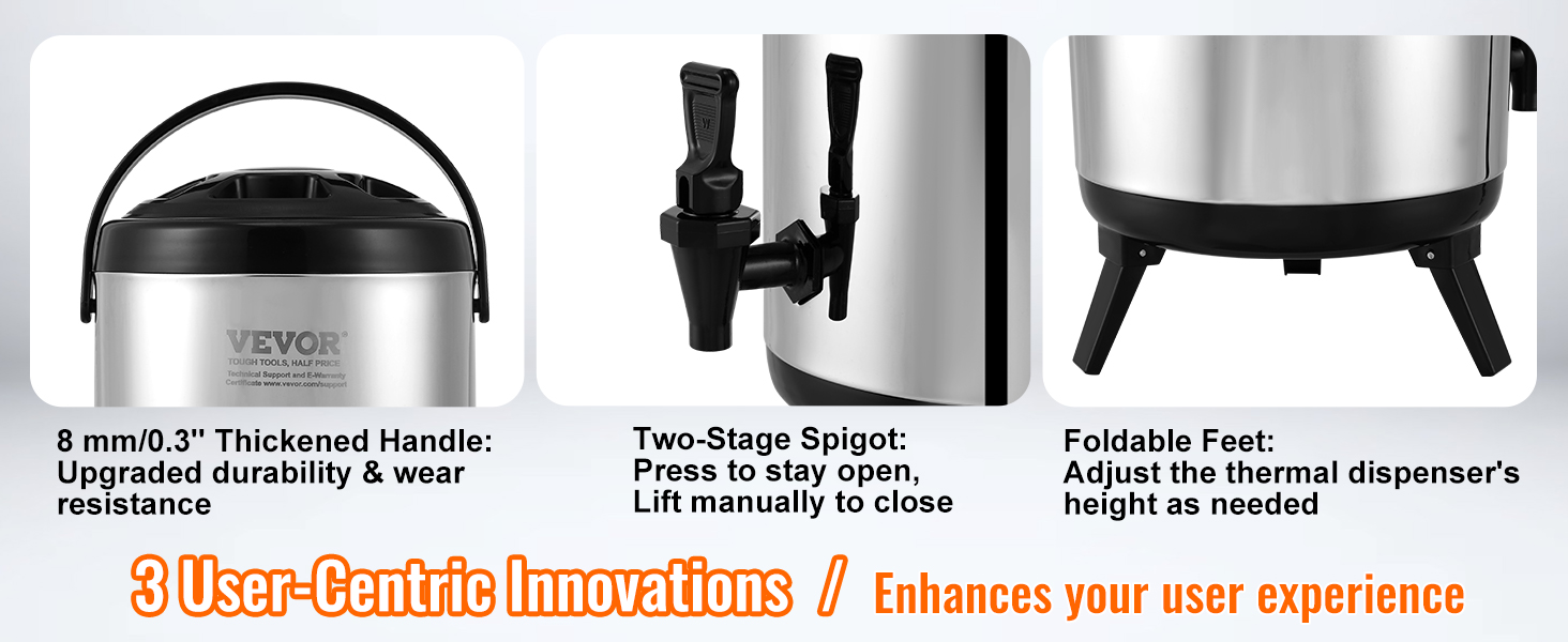 Диспенсер для напоїв VEVOR 17.2 л з нержавіючої сталі - гарячий та холодний, для кави, молока, соку, води