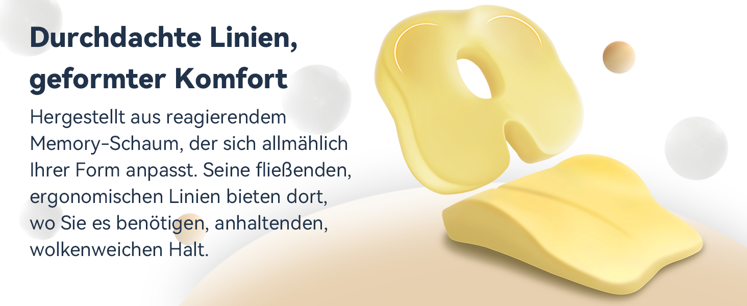 Набір подушок для сидіння з memory foam: для офісного крісла, авто, дому та подорожей. Комфорт спини та сідниць. Чорний колір
